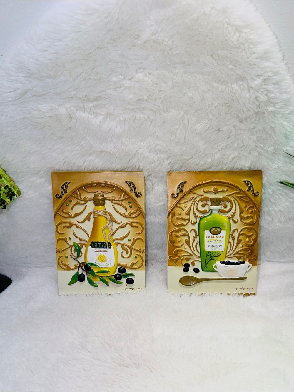 Olive Oil Bottle Wall Art Pair - Yellow & Green Accents 🍃